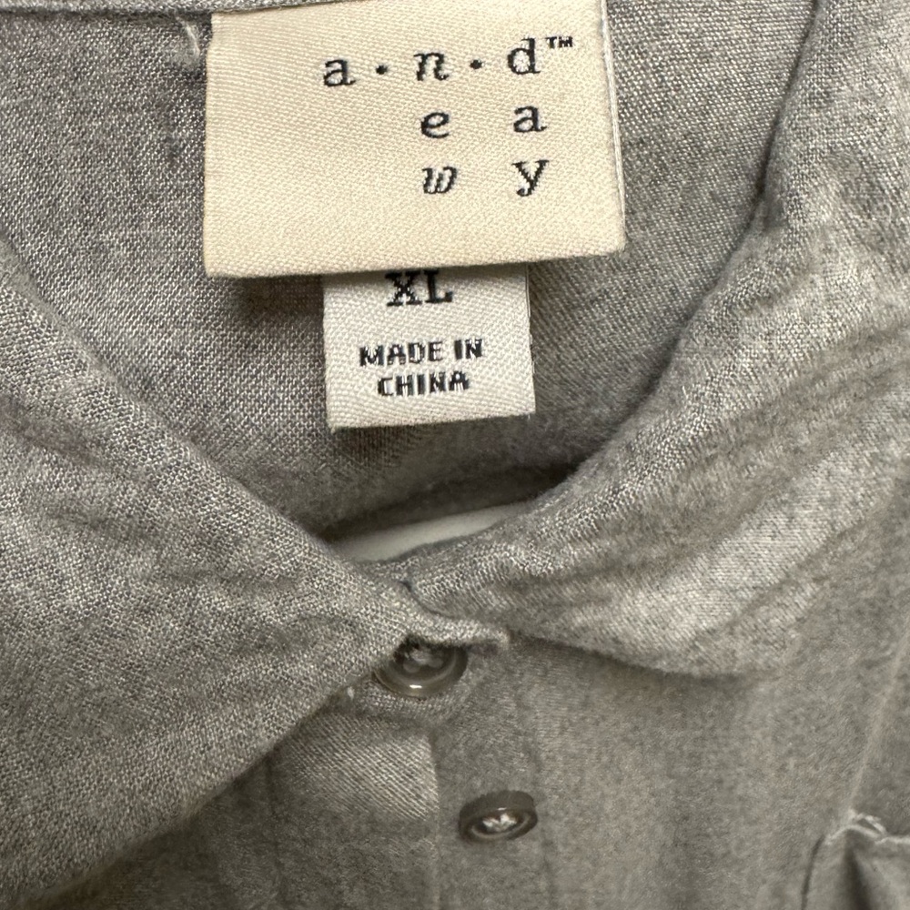 A New Day Gray Soft Flannel Shirt Dress w/Adjustable Waist & Covered Buttons XL - Picture 10 of 11